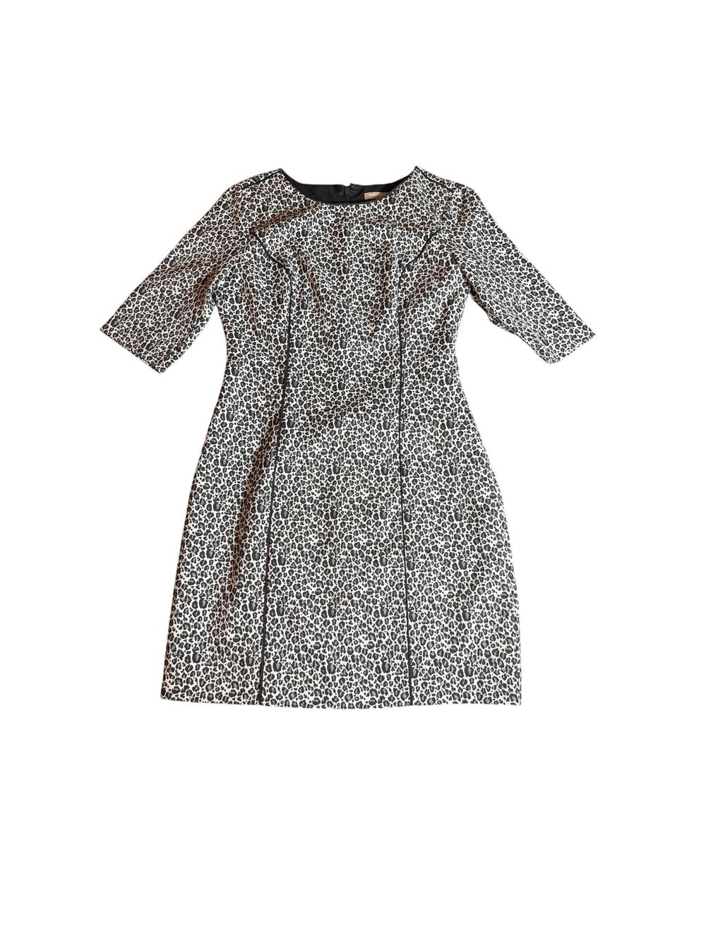Banana Republic Black White Leopard Print Short Sleeve Sheath Dress Size 10